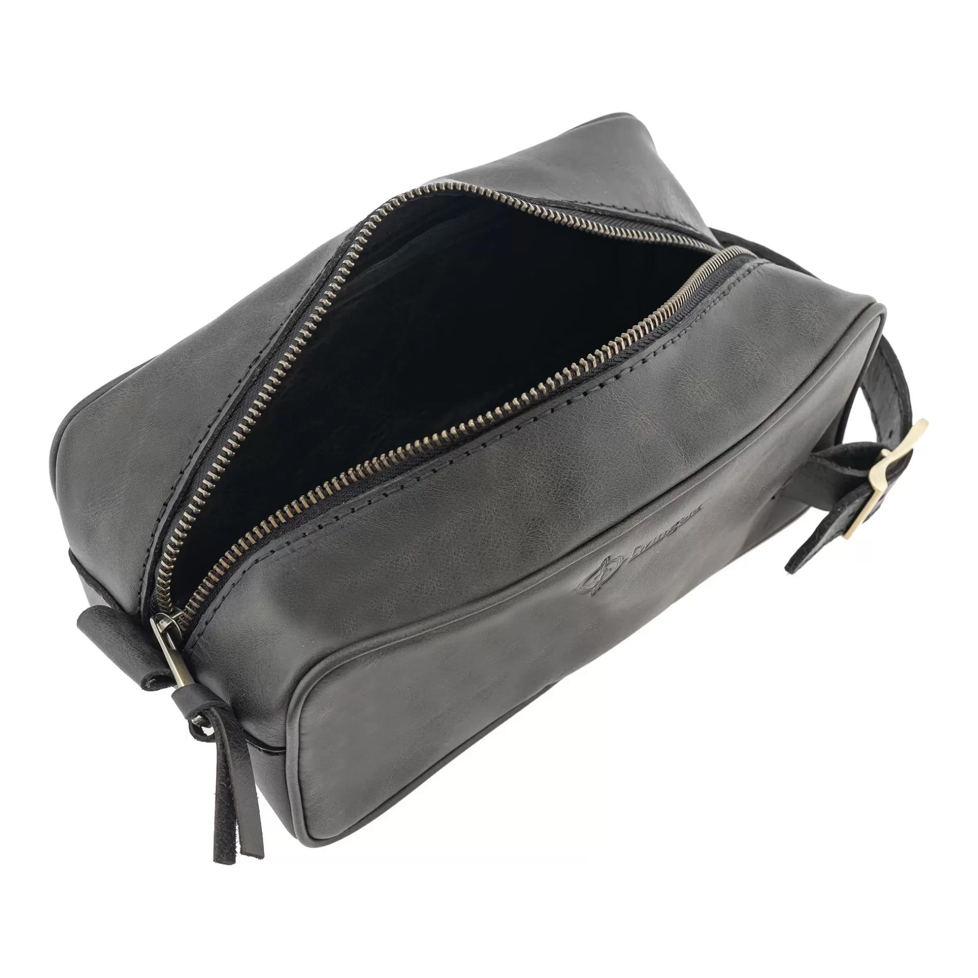 İsme Özel Dopp Kit Kişisel Bakım ve Seyahat Çantası - %100 Rainbow Deri - AC14004 - Antrasit