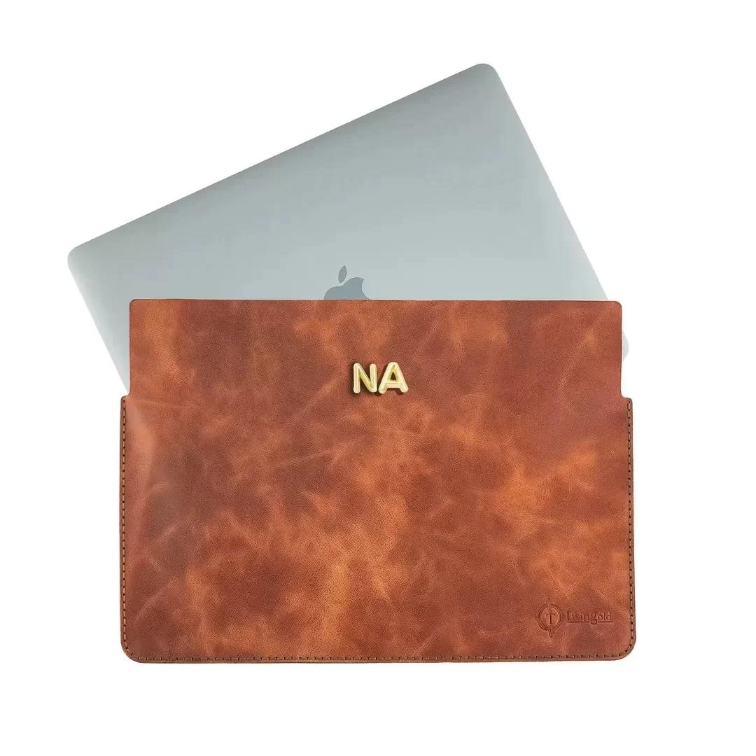 İsme Özel Macbook Kılıfı - %100 Rainbow Deri - ET02002 - Tobacco