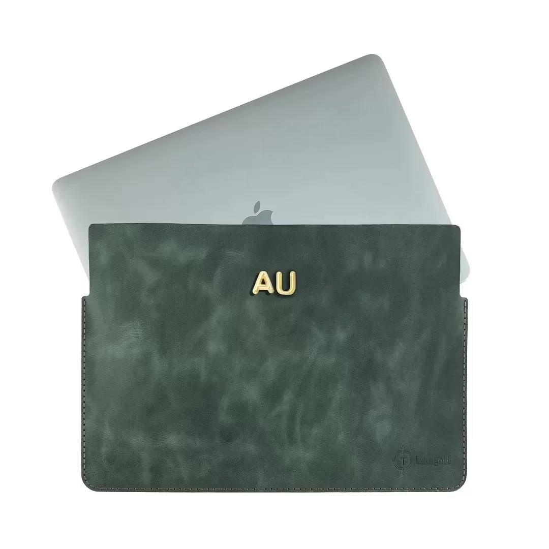 İsme Özel Macbook Kılıfı - %100 Rainbow Deri - ET02002 - Haki