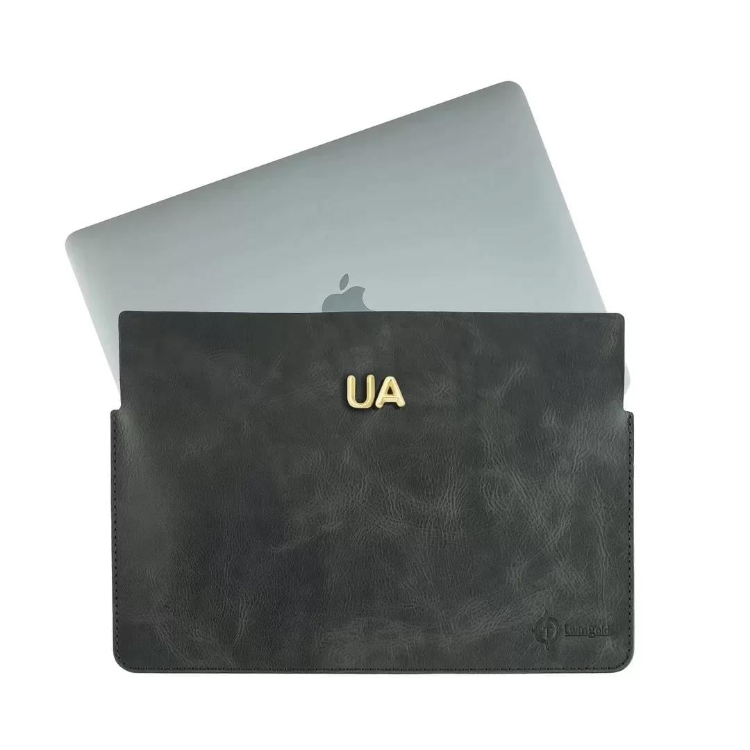 İsme Özel Macbook Kılıfı - %100 Rainbow Deri - ET02002 - Antrasit