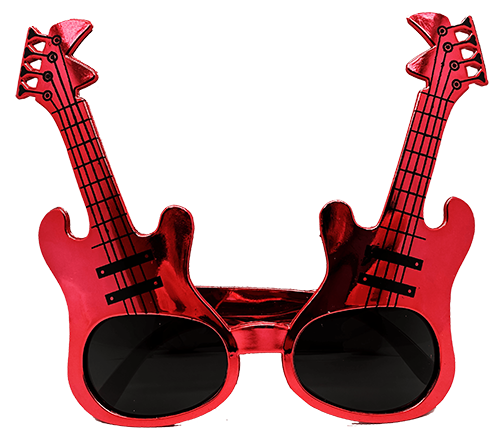 Kırmızı Renk Gitar Şekilli Parti Gözlüğü