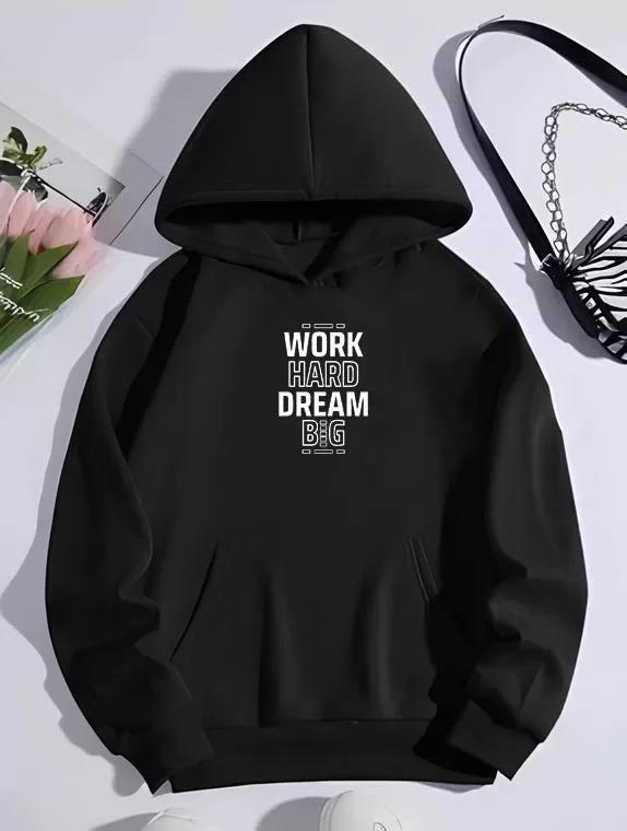 Kışlık Üç İplik Kapüşonlu SweatShirt - Siyah