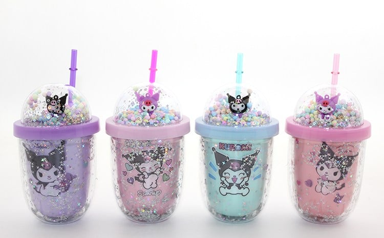 Kuromi Figürlü Pipetli Kapaklı Kupa Bardak