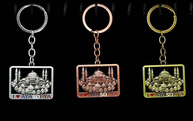 Metal Ayasofya Anahtarlık Kare Tasarım
