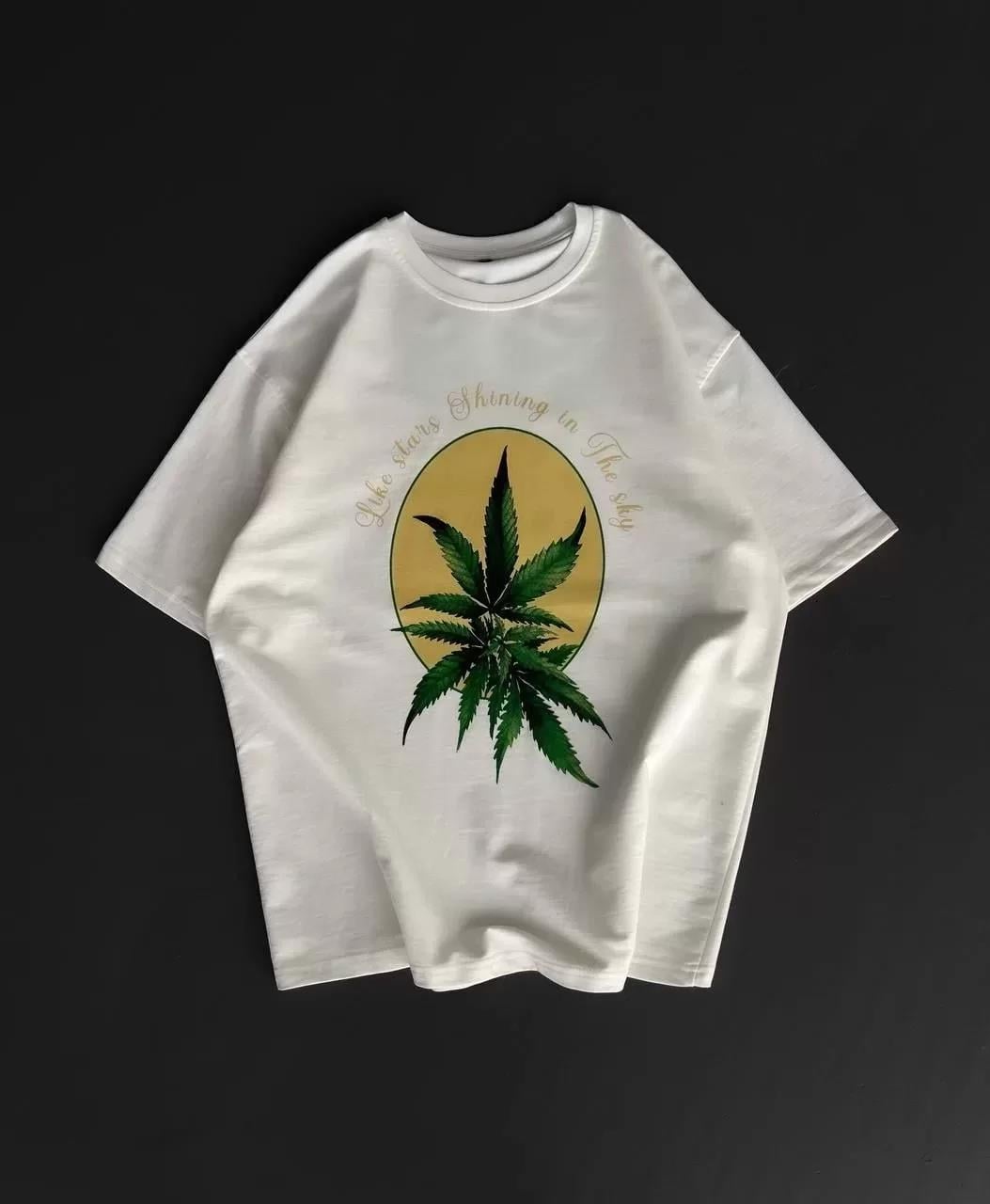 Ön ve Arka Baskılı Oversize Bisiklet Yaka T-shirt- Beyaz