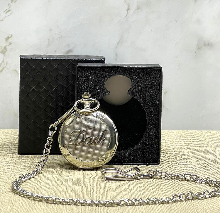 Özel Kutulu Dad (Baba) Tasarımlı Gümüş Köstekli Saat