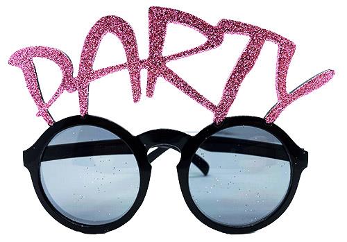 Party Yazılı Simli Pembe Renk Parti Gözlüğü