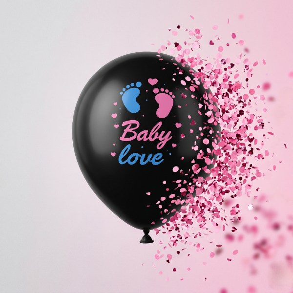 Pembe Konfetili Cinsiyet Balonu