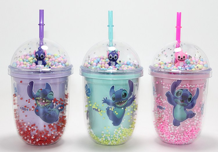 Stitch Figürlü Pipetli Kapaklı Kupa Bardak