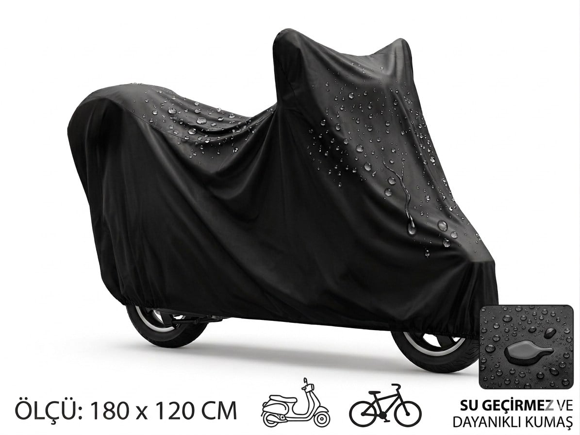 Su ve Toz Geçirmez Motosiklet ve Scooter Koruma Brandası 180x120 cm