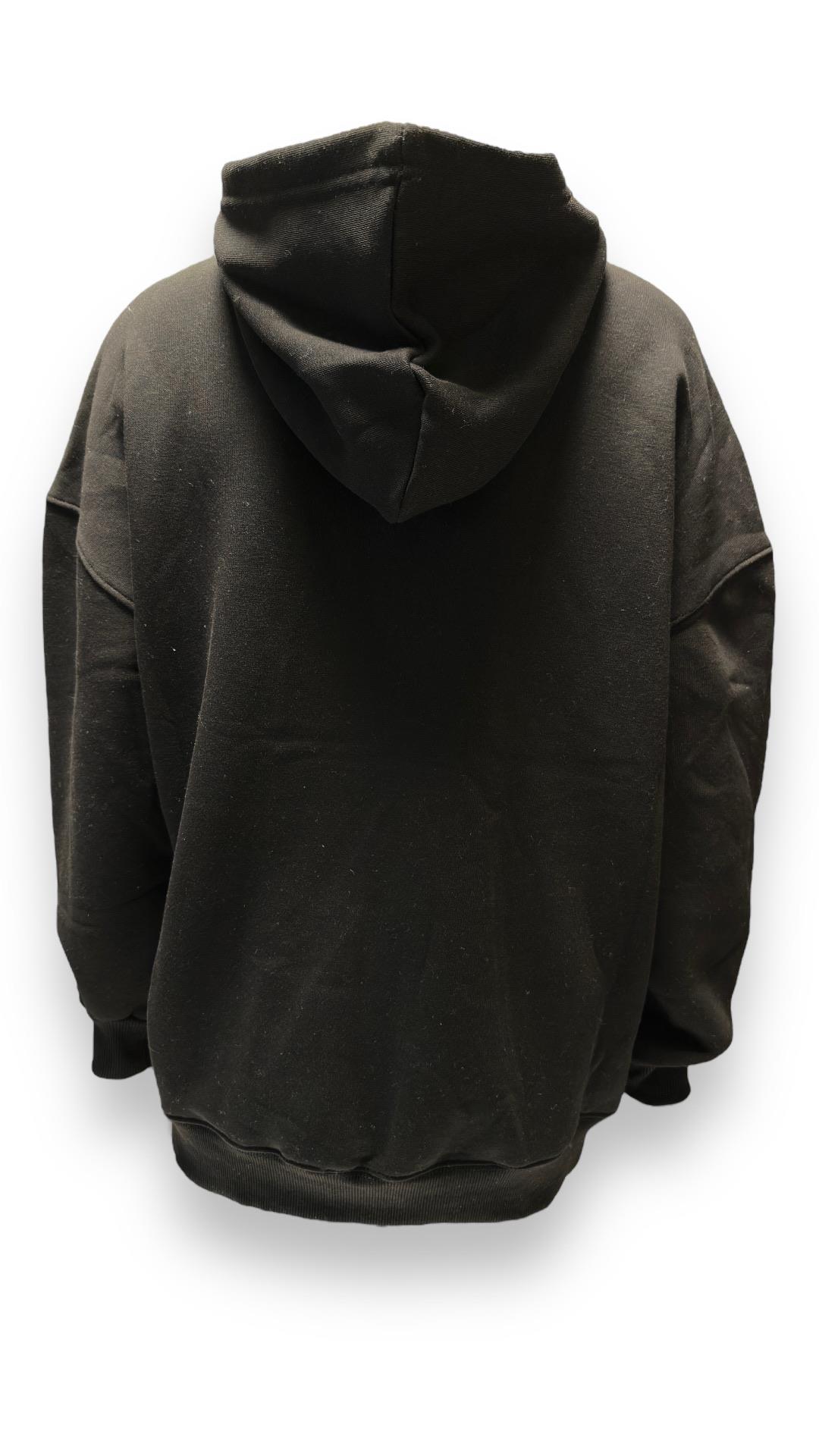 Kadın Kapüşonlu Üç İplik Owersize Fermuarlı Sweatshirt Siyah