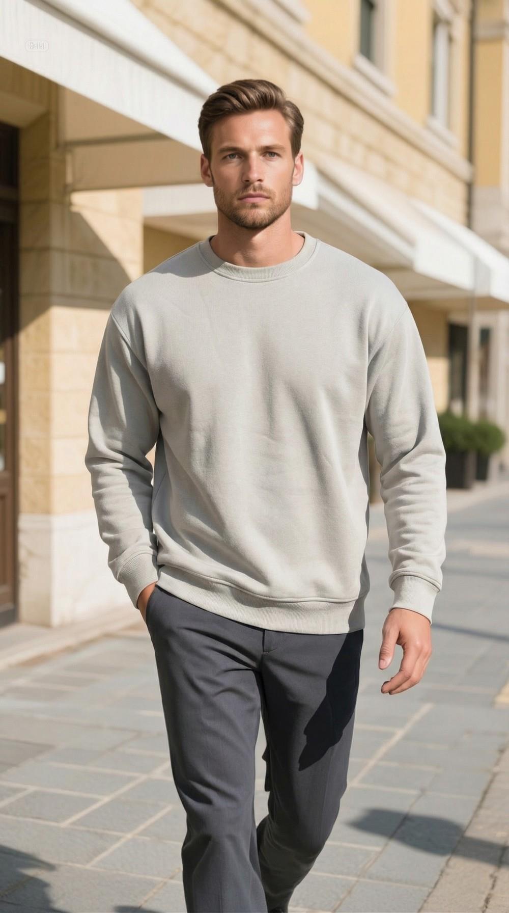 BYOLİSErkek Sıfır Yaka Oversize Üç İplik Sweatshırt TaşSweatshirtByolis Erkek Sıfır Yaka Oversize Üç İplik Sweatshırt Taş  / stalibutik