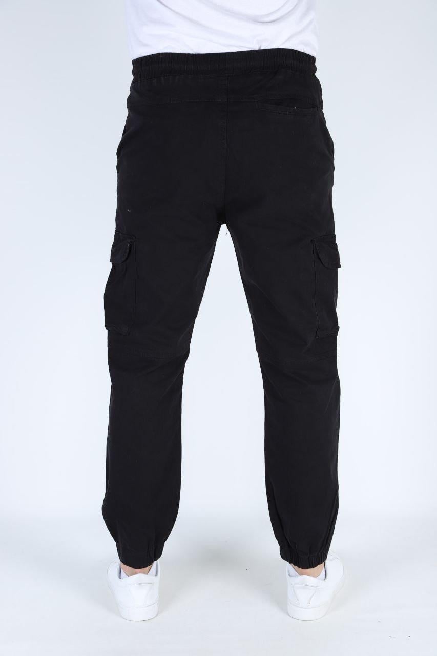 Erkek Paça Ve Beli Lastikli Keten Pantolon Siyah
