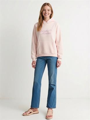 Kadın Baskılı Sweatshırt Pembe