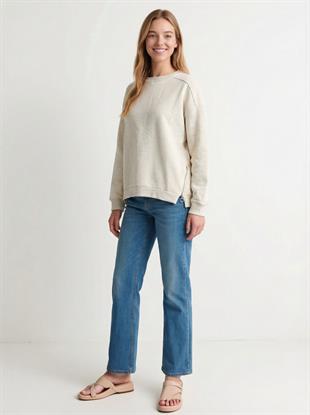 BUSEMKadın Düz Sweatshırt KremSweatshirt