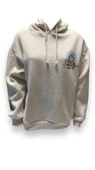 Kadın Kapüşonlu Üç İplik Kalın Owersize Sweatshirt Krem Krem
