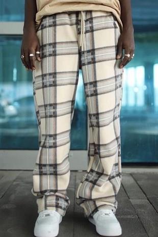 Erkek Kalın Polar Eşofman Alt Krem