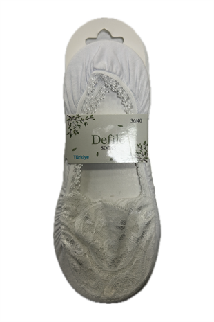 Kadın Dantelli Soket Çorap Beyaz