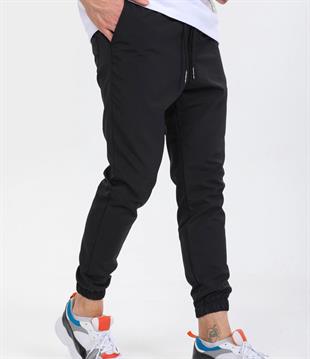Erkek Beli Ve Paça Lastikli Kot Pantolon Siyah
