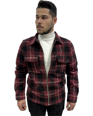 Erkek Fermuarlı Oduncu Gömlek Bordo