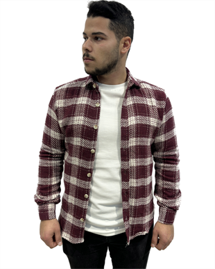 Erkek Desenli Fit Kesim Oduncu Gömlek Kırmızı
