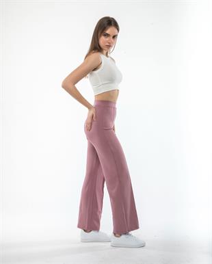 Kadın Oysho Kumaş Bol Paça Pantolon Açık Pembe