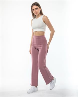 Kadın Oysho Kumaş Bol Paça Pantolon Açık Pembe