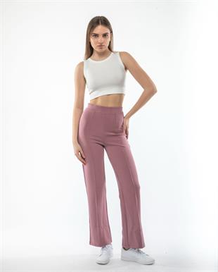 Kadın Oysho Kumaş Bol Paça Pantolon Açık Pembe