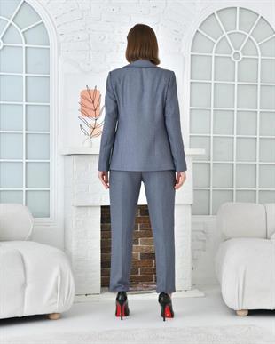 Kadın Tek Düğmeli Blazer Ceket Antrasit