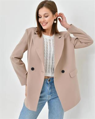 Kadın Blazer Ceket Krem
