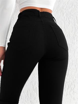 Kadın Dar Paça Likralı Kot Pantolon Siyah