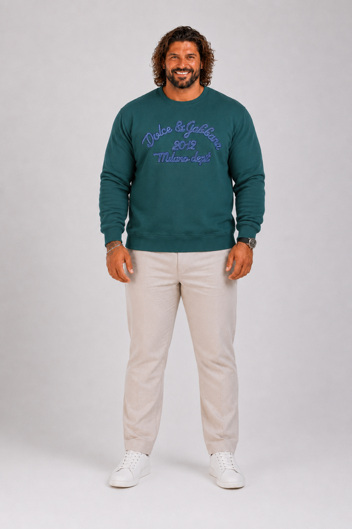Erkek Büyük Beden Bisiklet Yaka Sweatshirt D&G 25726 NEFTI
