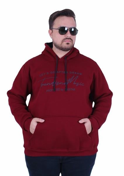 Mocgrande Büyük Beden 3ip Kapüşonlu Sweat Let's Go 25720 MURDUM