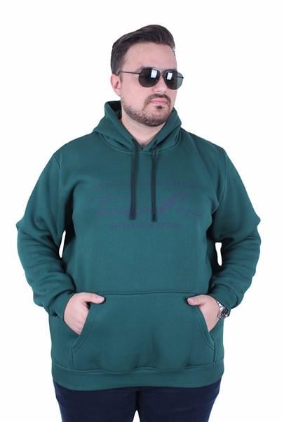 Mocgrande Büyük Beden 3ip Kapüşonlu Sweat Let's Go 25720 NEFTI
