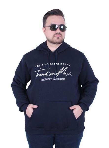 Mocgrande Büyük Beden 3ip Kapüşonlu Sweat Let's Go 25720 LACIVERT