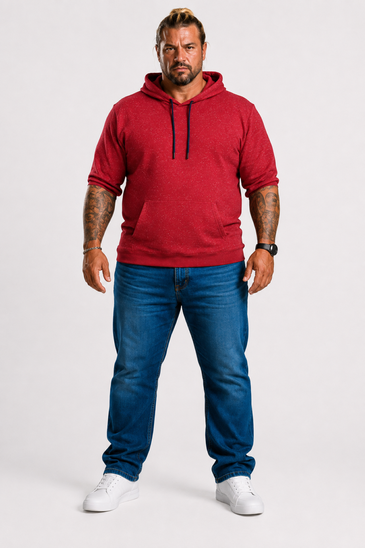 MocGrande Büyük Beden Basic Kapüşonlu Sweat 22705 BORDO