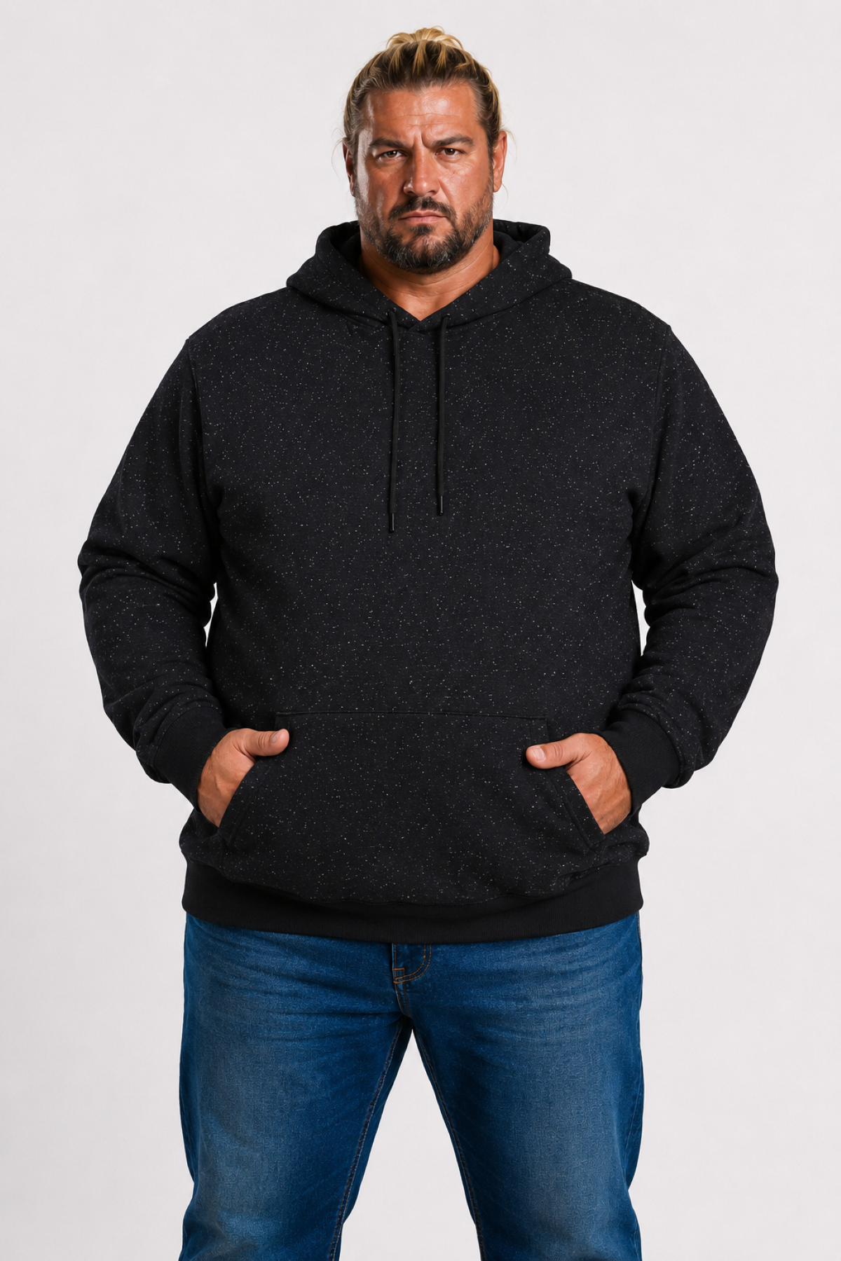MocGrande Büyük Beden Basic Kapüşonlu Sweat 22705 SIYAH