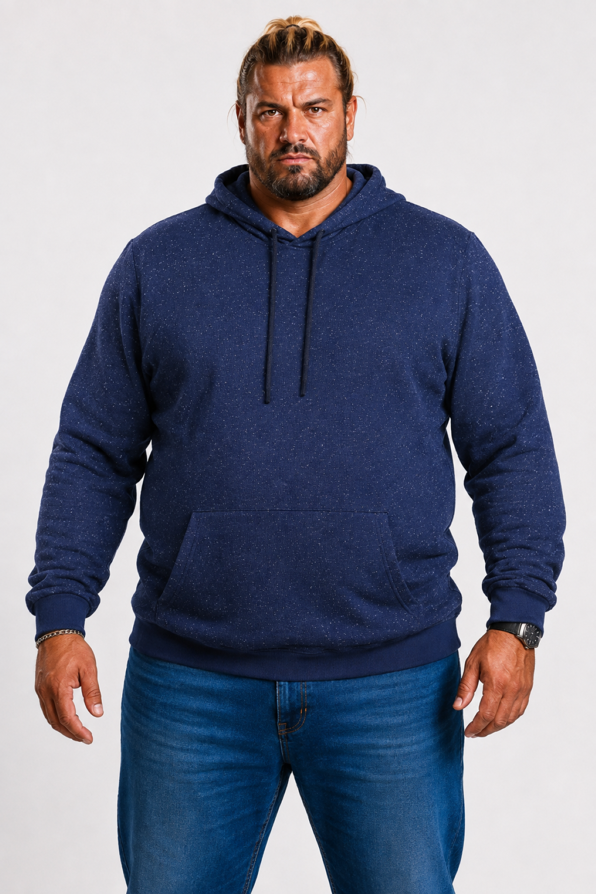 MocGrande Büyük Beden Basic Kapüşonlu Sweat 22705 LACIVERT