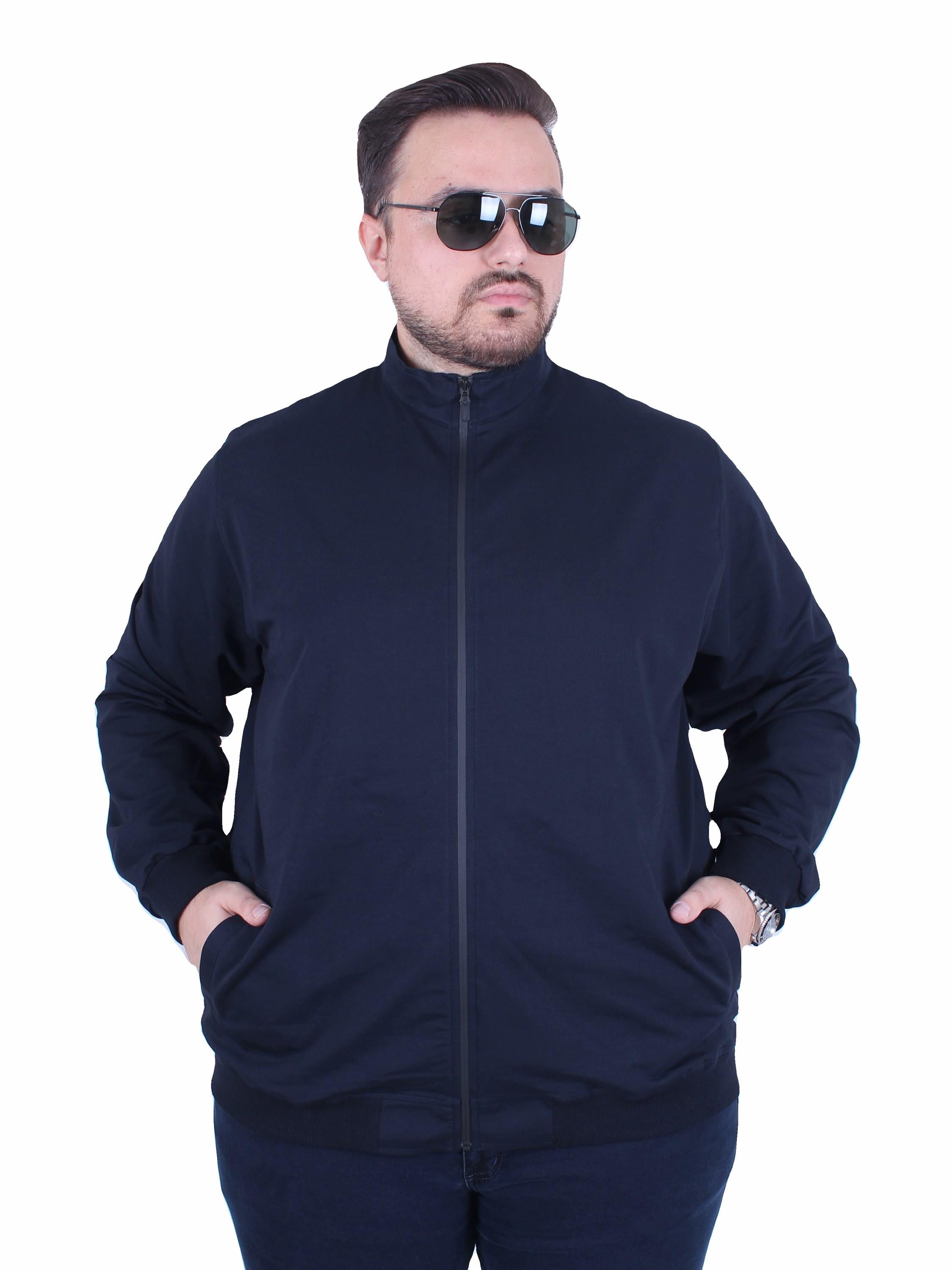 Mocgrande Büyük Beden Basic Mevsimlik Fermuarlı Sweatshirt 22750 LACIVERT