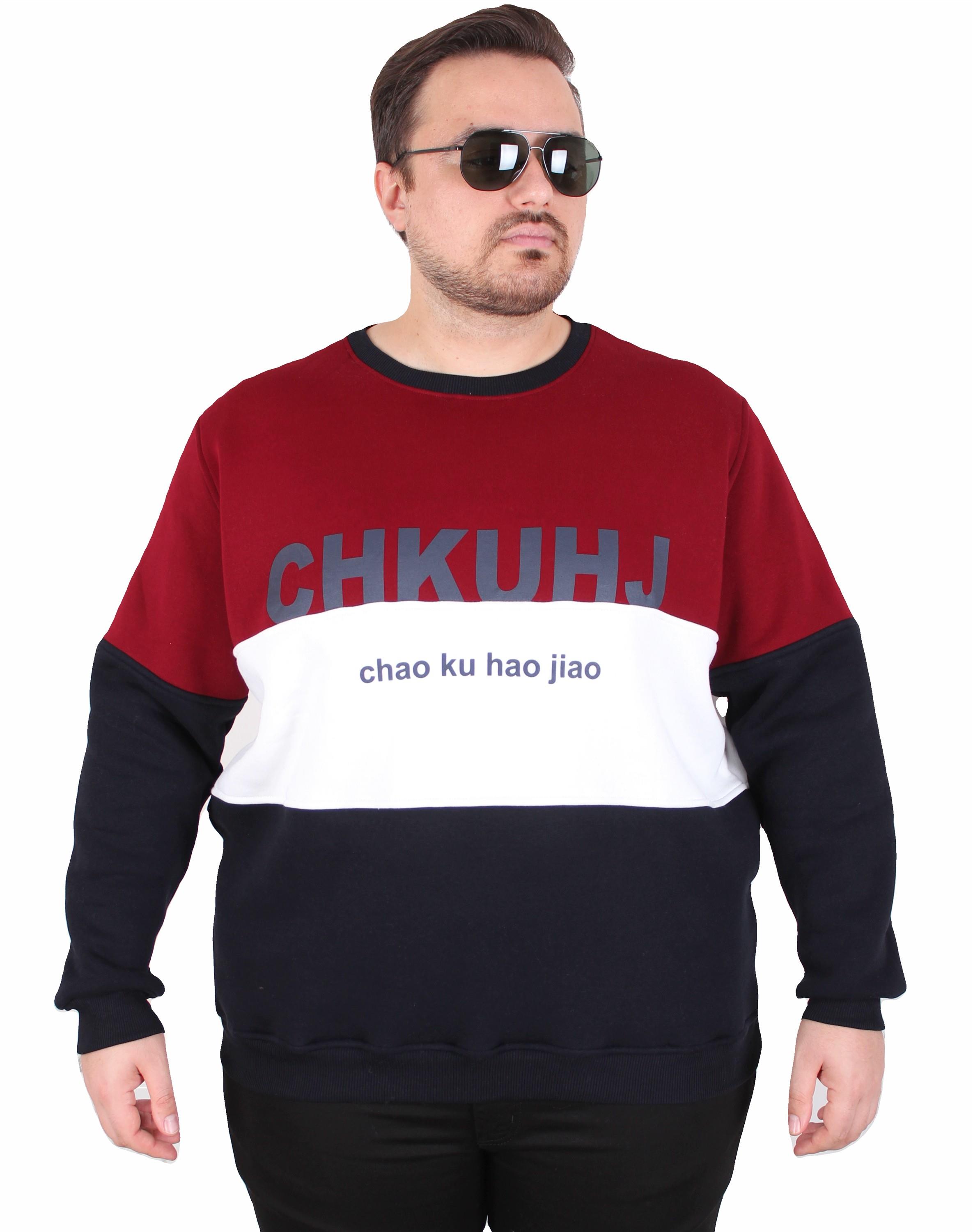 Mocgrande Büyük Beden Bisiklet Yaka 3ip Sweat Chao Ku 25721 MURDUM