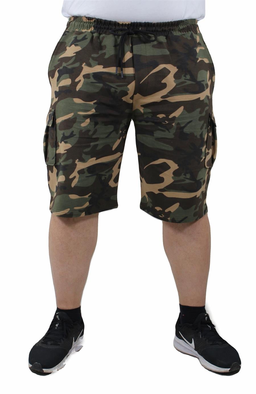 Mocgrande Büyük Beden Commando Camouflage Erkek Penye Şort 23606 TABA
