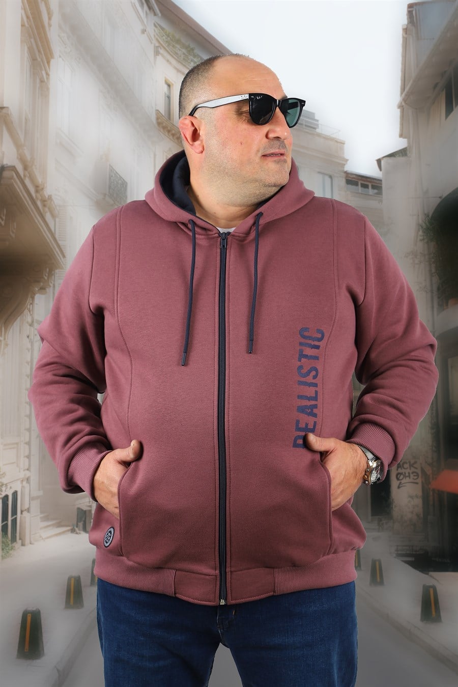 Mocgrande Büyük Beden Erkek 3ip Sweat Realistic 22738 LILA