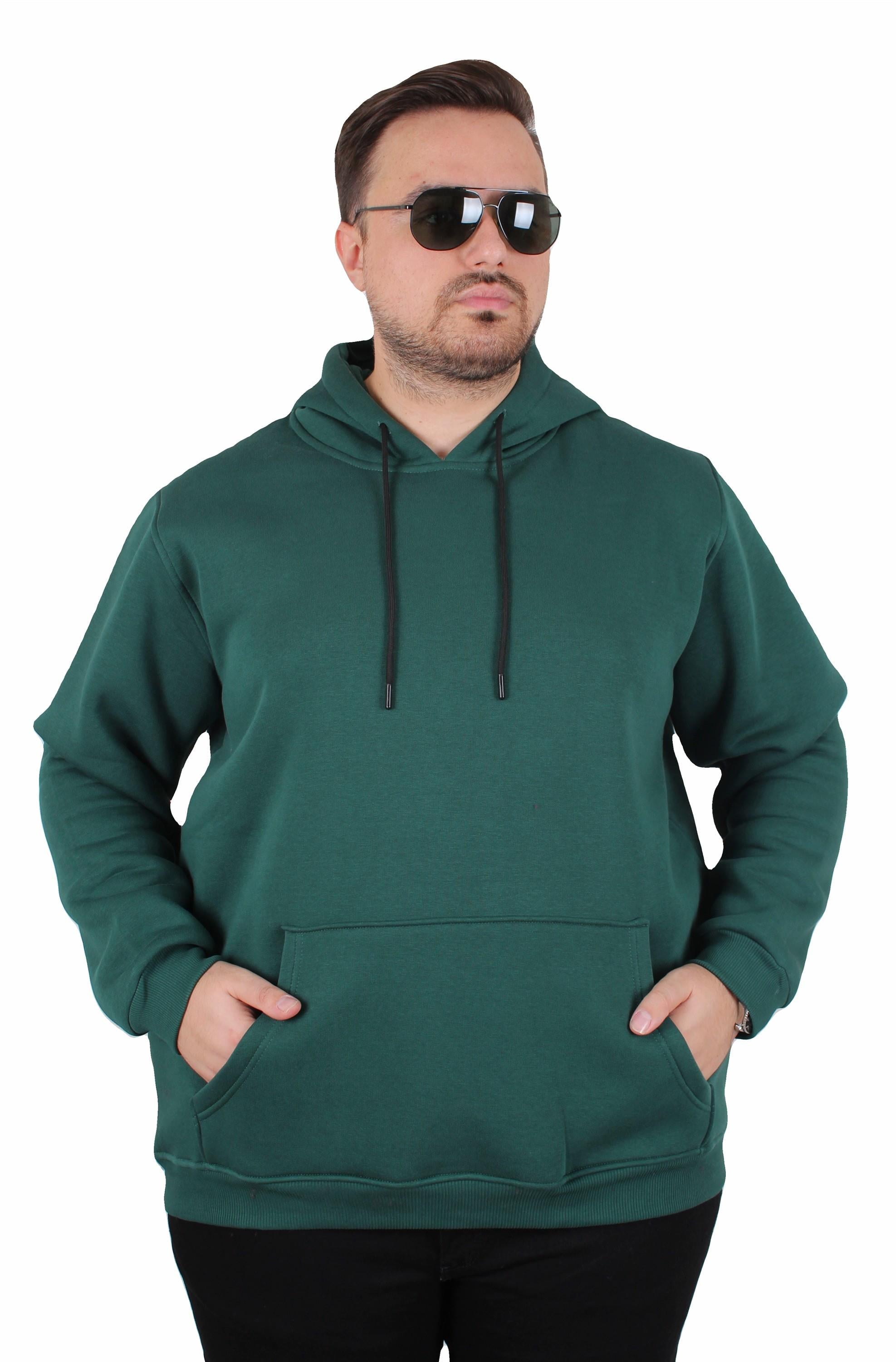 MocGrande Büyük Beden Erkek Basic Sweat Kapüşonlu 11700 NEFTI