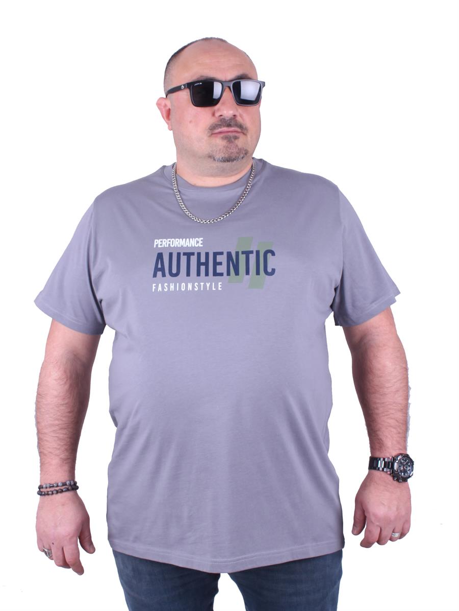 Mocgrande Büyük Beden Erkek Baskılı Tişört Authentic 23134 GRI