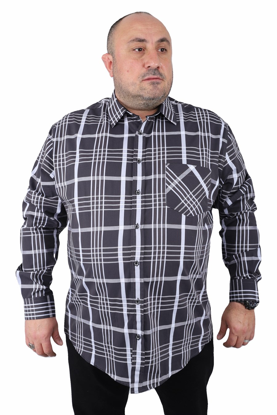 Mocgrande Büyük Beden Erkek Cepli Gömlek Milagro 23370 SIYAH