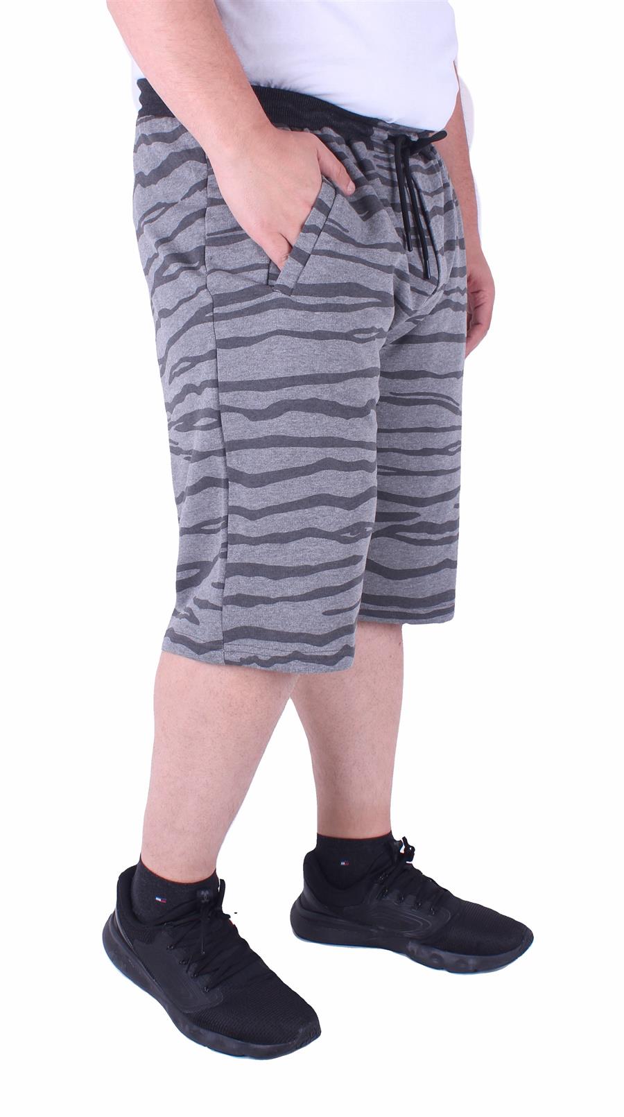Mocgrande Büyük Beden Erkek Penye Şort Diagonal 23601 GRI