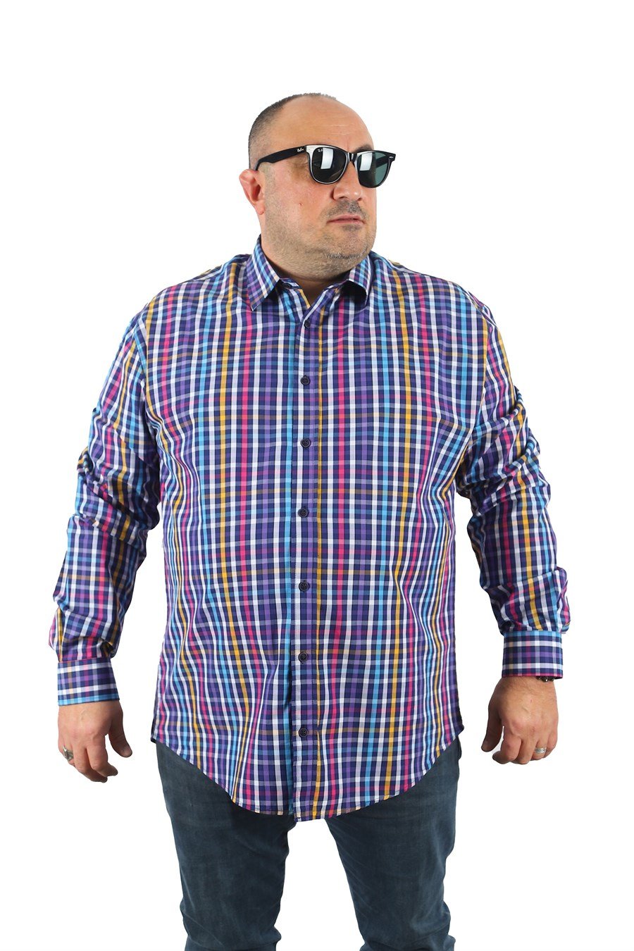 Mocgrande Büyük Beden Erkek Piqquare Gömlek 23360 BEYAZ