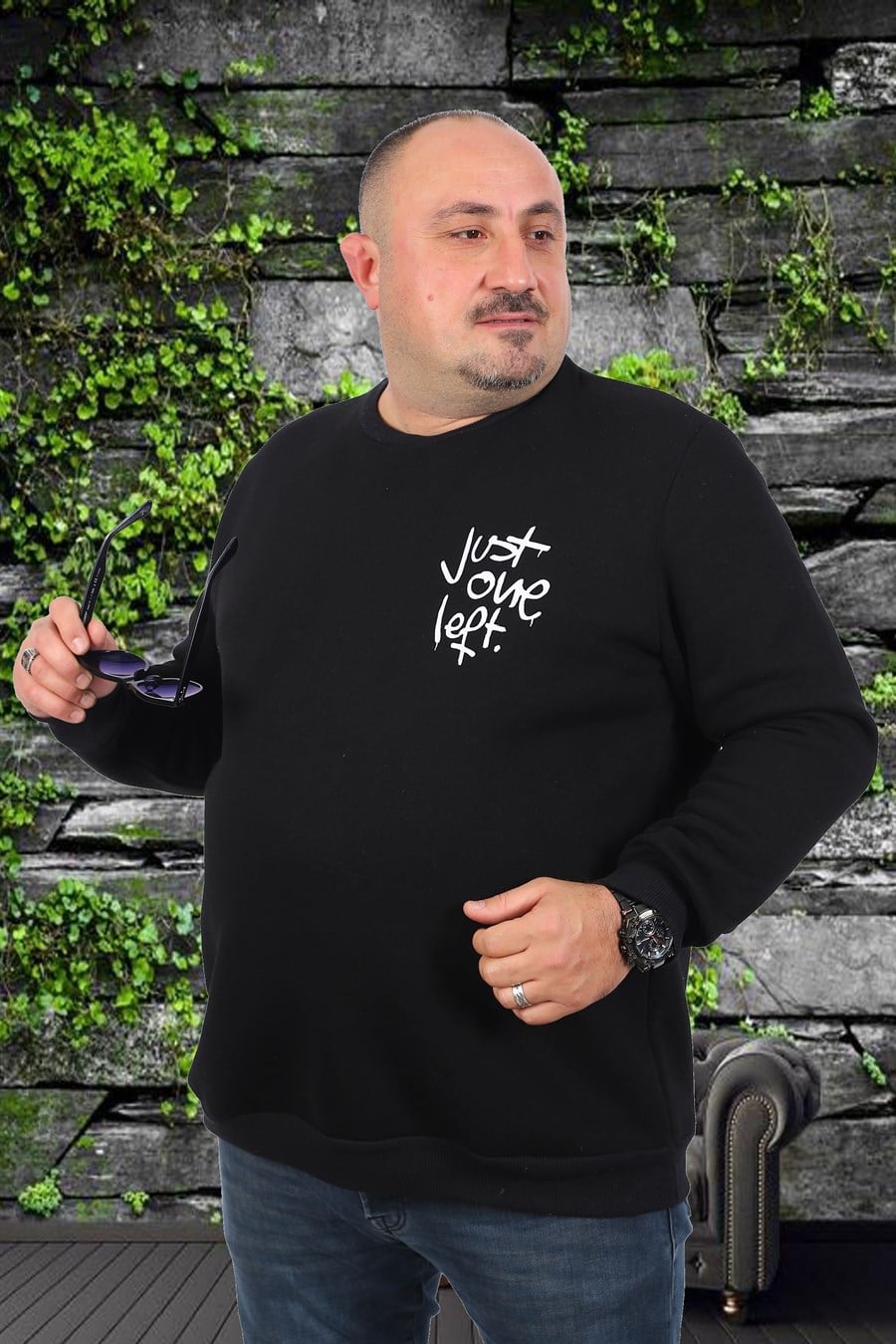 Mocgrande Büyük Beden Erkek Sweat Just 22733 SIYAH