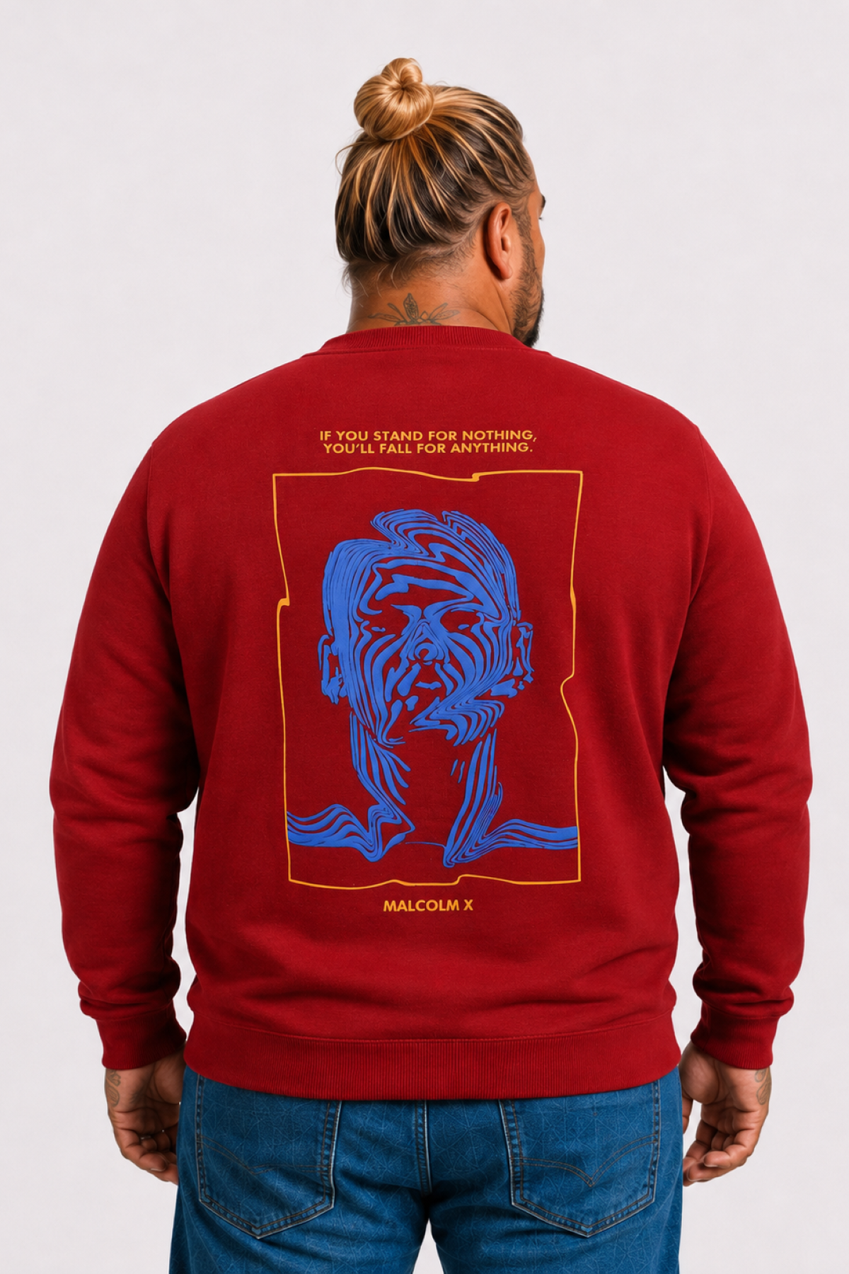 Mocgrande Büyük Beden Erkek Sweat MalcolmX 22735 BORDO