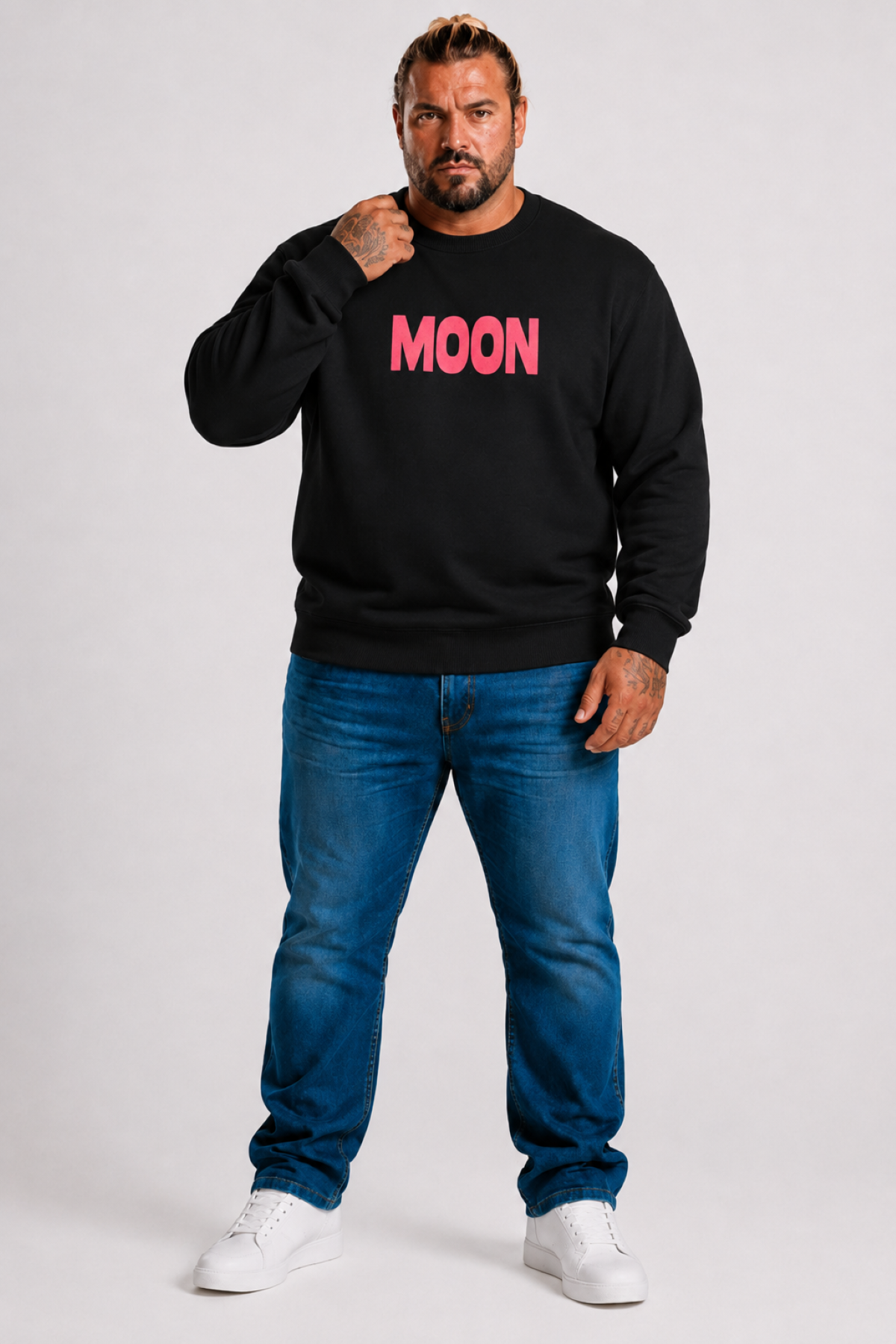 Mocgrande Büyük Beden Erkek Sweat Moon 22731 SIYAH